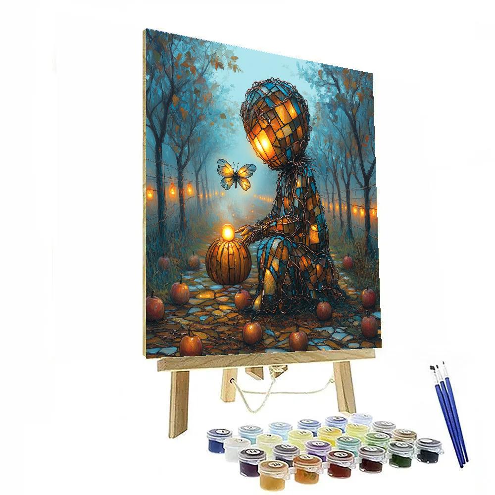 Spooky Glass Orchard In Autumn Dusk Number painting