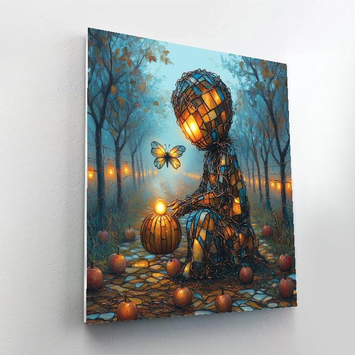 Spooky Glass Orchard In Autumn Dusk Number painting