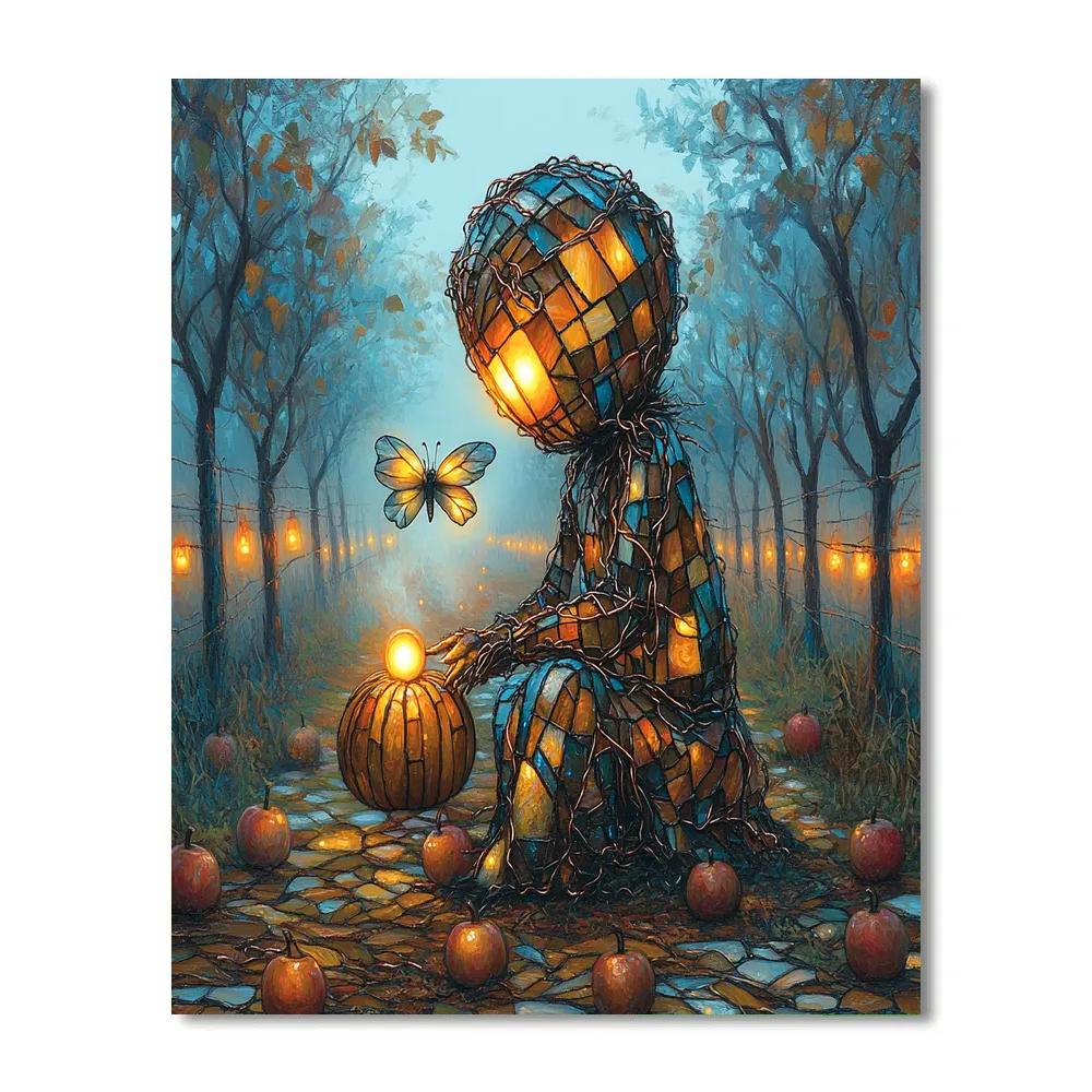Spooky Glass Orchard In Autumn Dusk Number painting