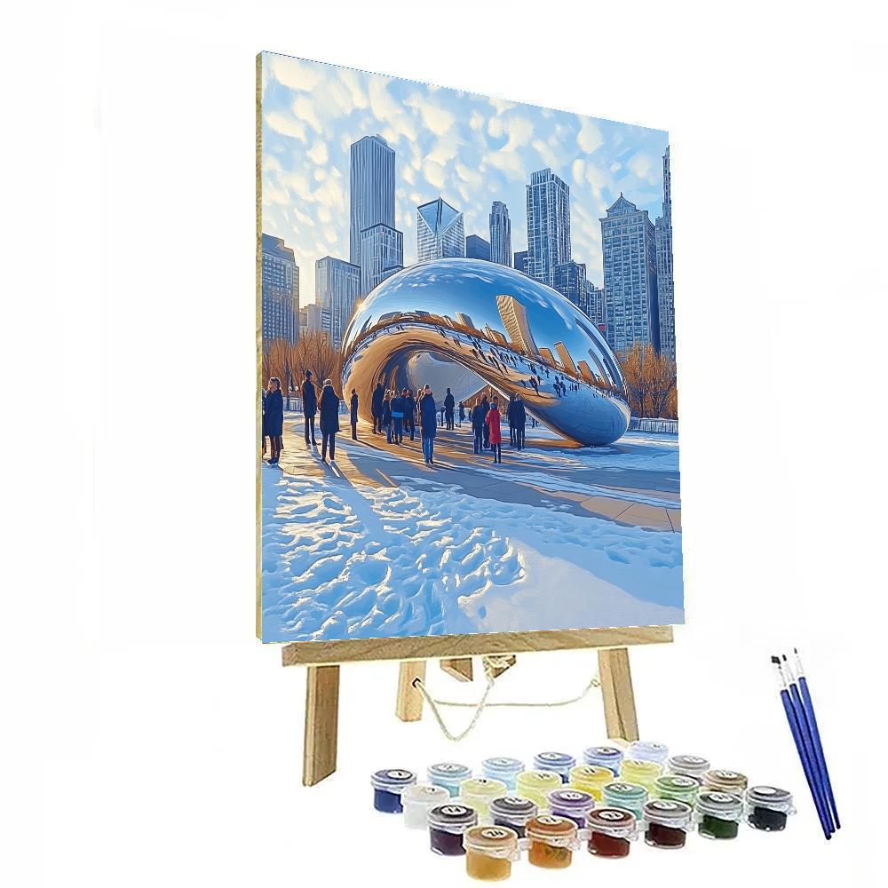 Mirrored Walls Of Cloud Gate Chicago United States Painting by numbers kit