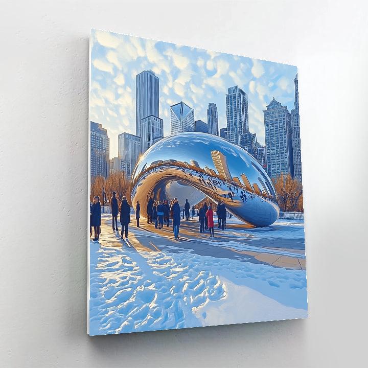 Mirrored Walls Of Cloud Gate Chicago United States Painting by numbers kit
