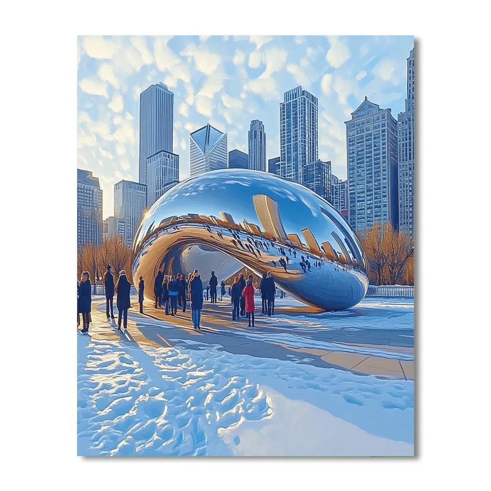 Mirrored Walls Of Cloud Gate Chicago United States Painting by numbers kit