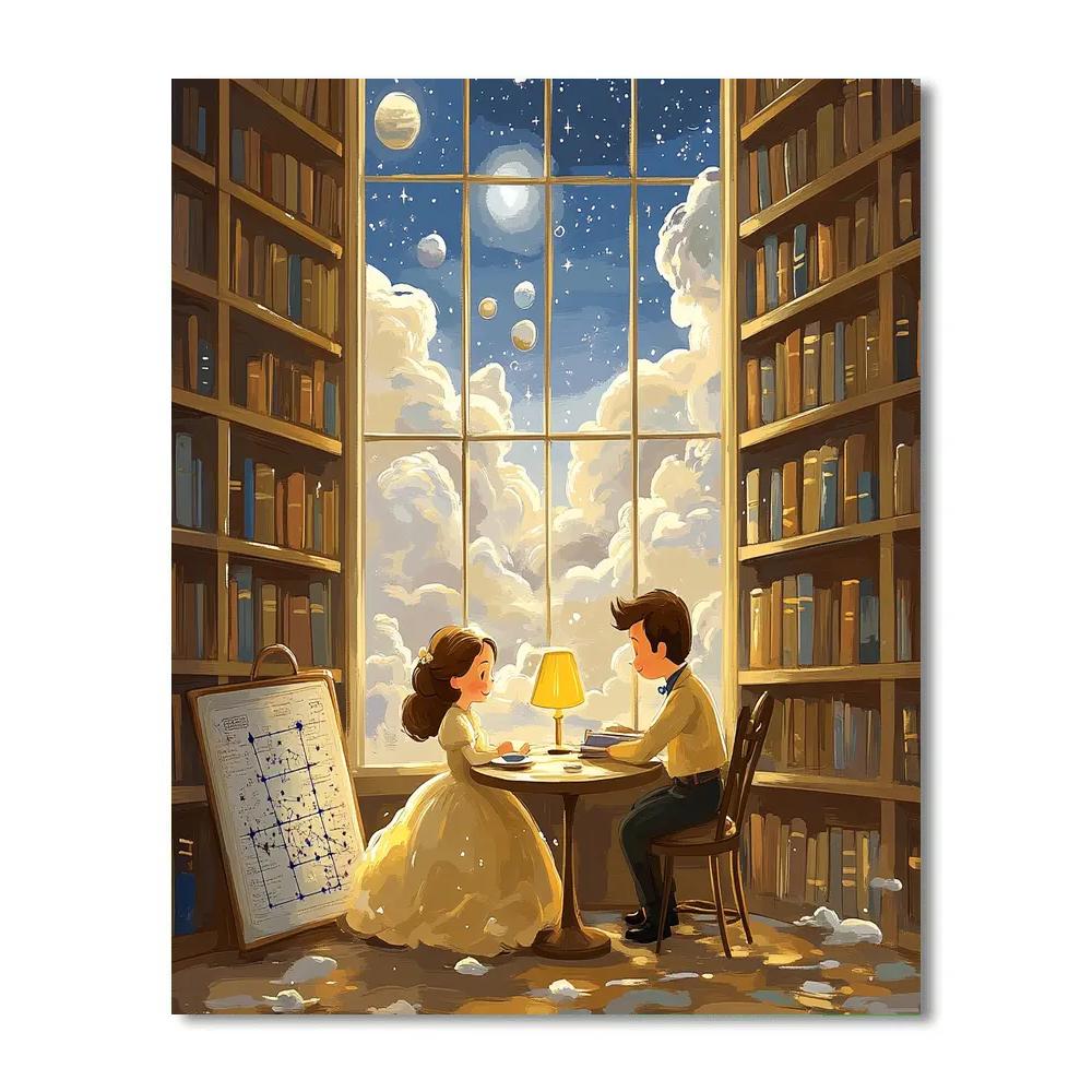 Belle And Chip Library Cloud Observatory paint by number