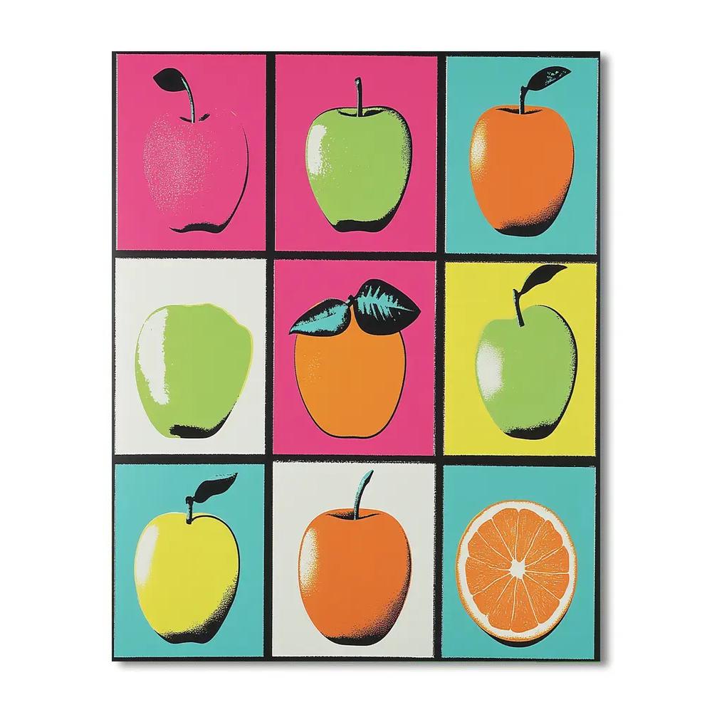 Andy Warhol Inspired Pop Art Fruit Patterns paint by color
