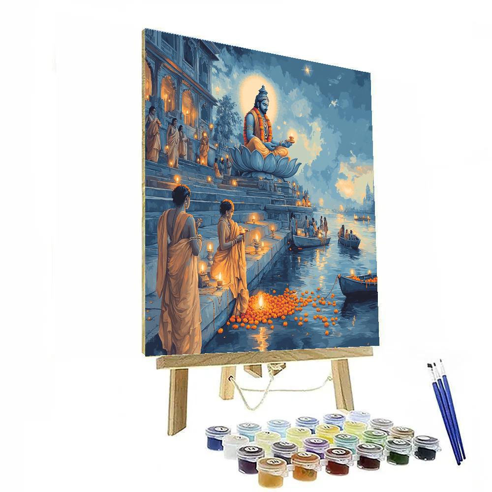 River Ghat Offerings To Brahma paint by color
