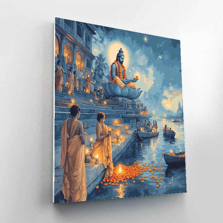 River Ghat Offerings To Brahma paint by color