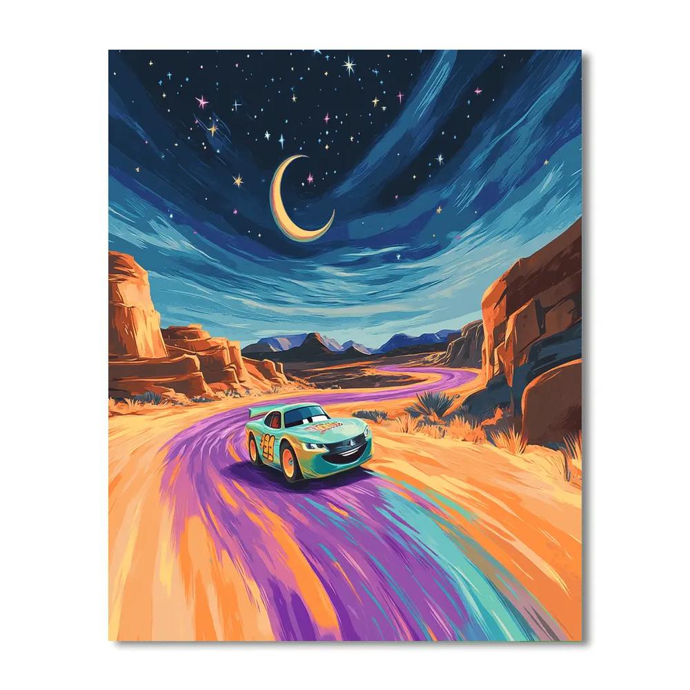 Lightning McQueen Desert Nebula Speedway Number painting