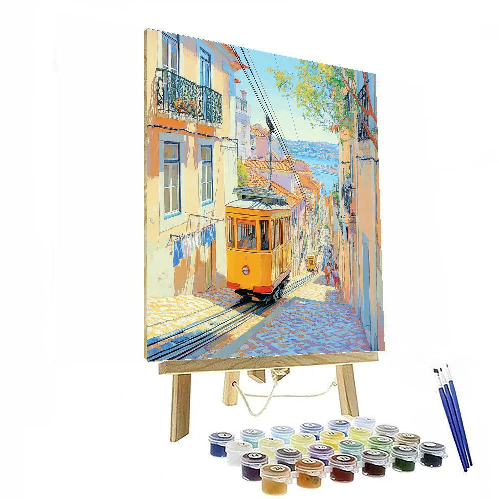 Cable Car Climb On Rua Augusta Lisbon Portugal paint by numbers