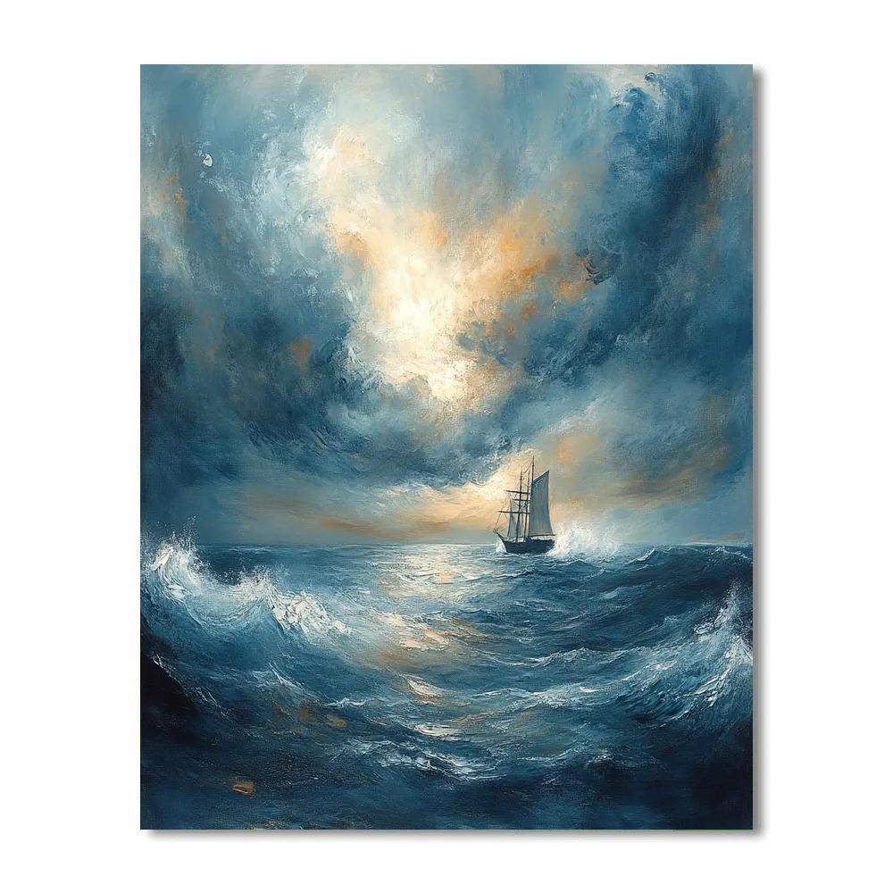 JMW Turner Inspired Stormy Sea And Distant Ship Paint by numbers kits
