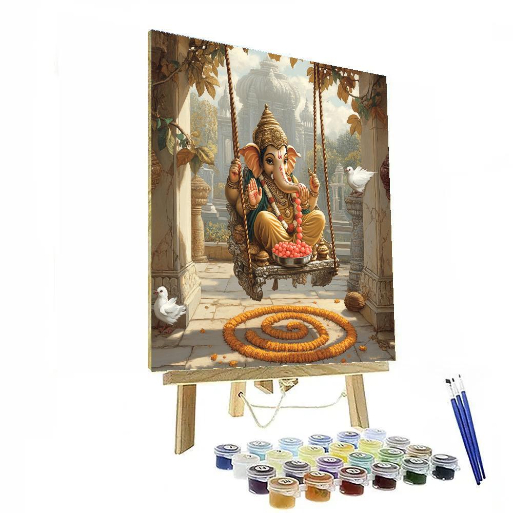 Festival Courtyard With Ganesha Radiance Painting by numbers kit