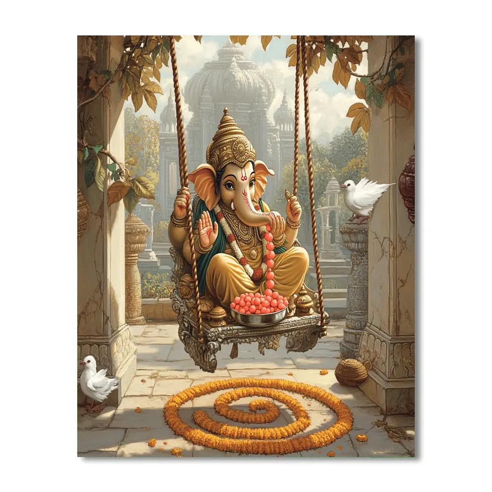 Festival Courtyard With Ganesha Radiance Painting by numbers kit
