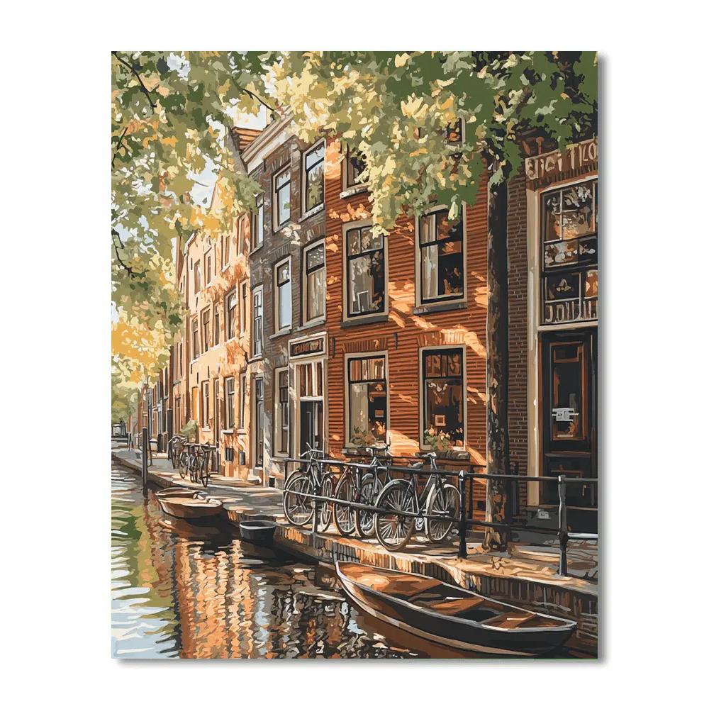 Canal Side Bikes In Jordaan Amsterdam Netherlands Numbered painting kits