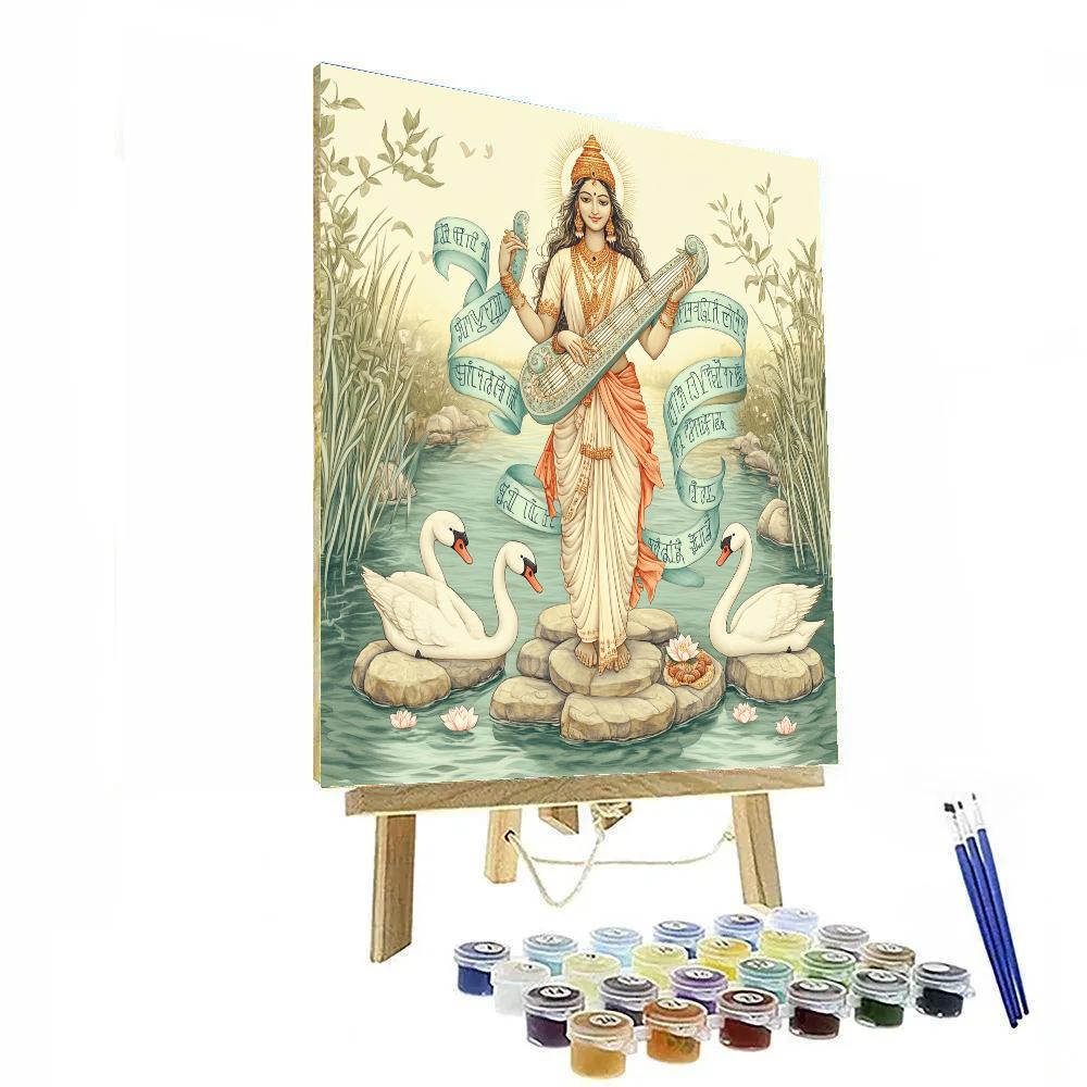 Saraswati Tuning The River Of Letters Painting by numbers kit