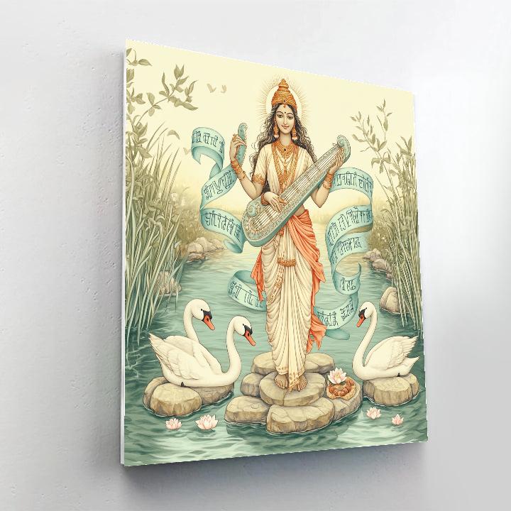 Saraswati Tuning The River Of Letters Painting by numbers kit