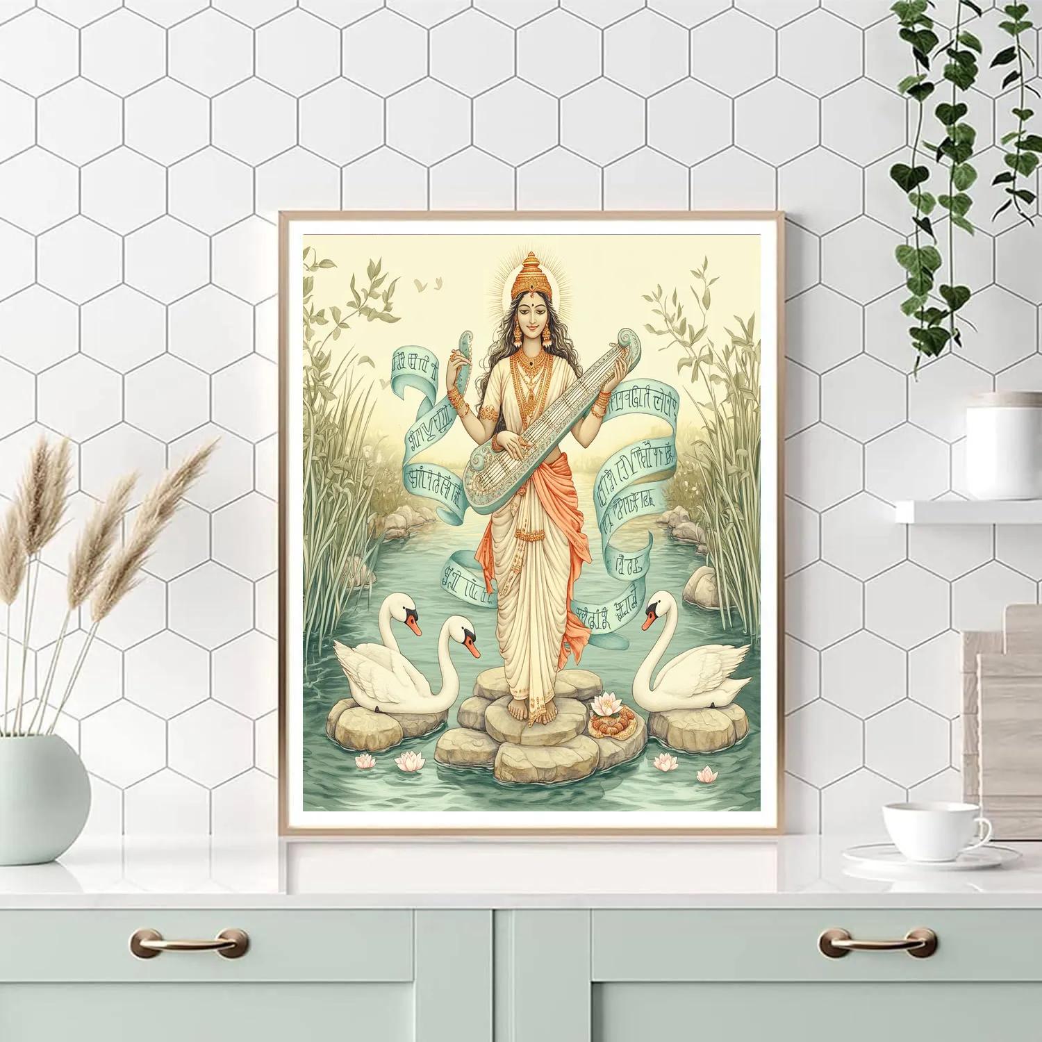 Saraswati Tuning The River Of Letters Painting by numbers kit