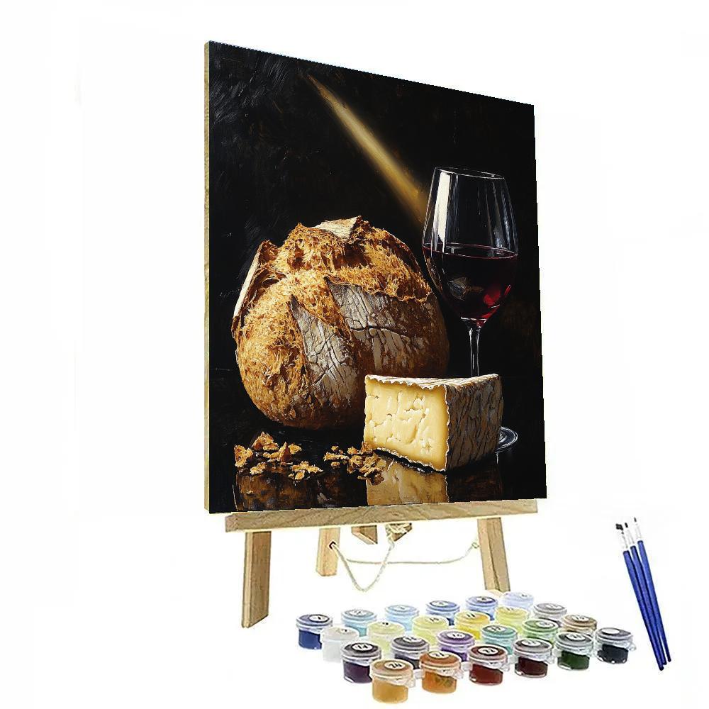 Caravaggio Inspired Still Life Of Bread Cheese And Wine Numbered painting kits