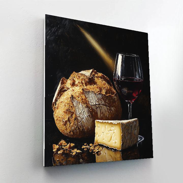 Caravaggio Inspired Still Life Of Bread Cheese And Wine Numbered painting kits