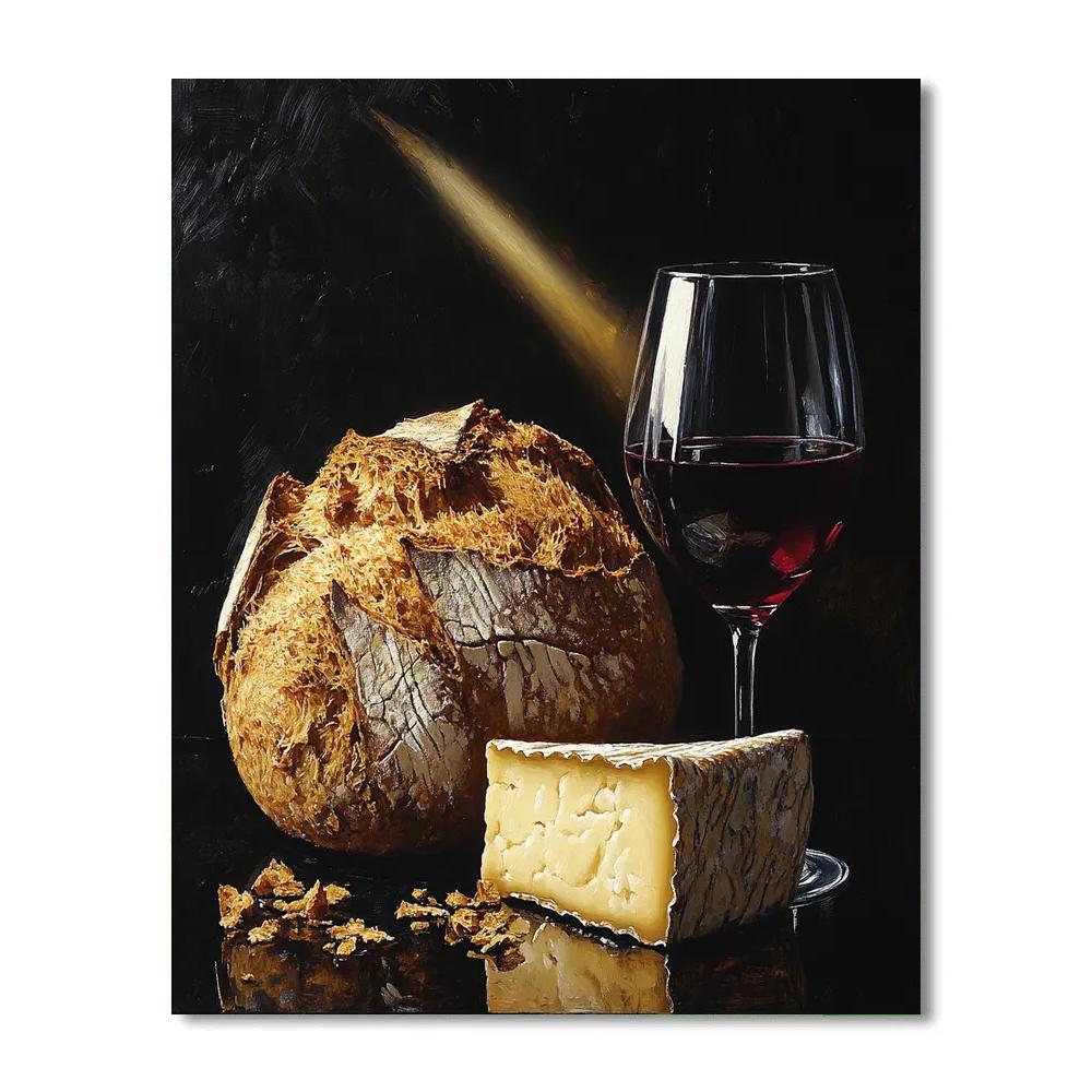 Caravaggio Inspired Still Life Of Bread Cheese And Wine Numbered painting kits