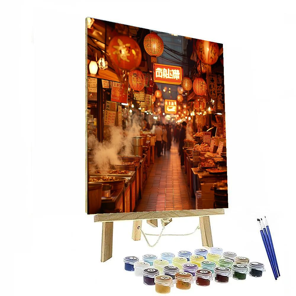 Night Market Glow At Shilin District Taipei Taiwan paint by color