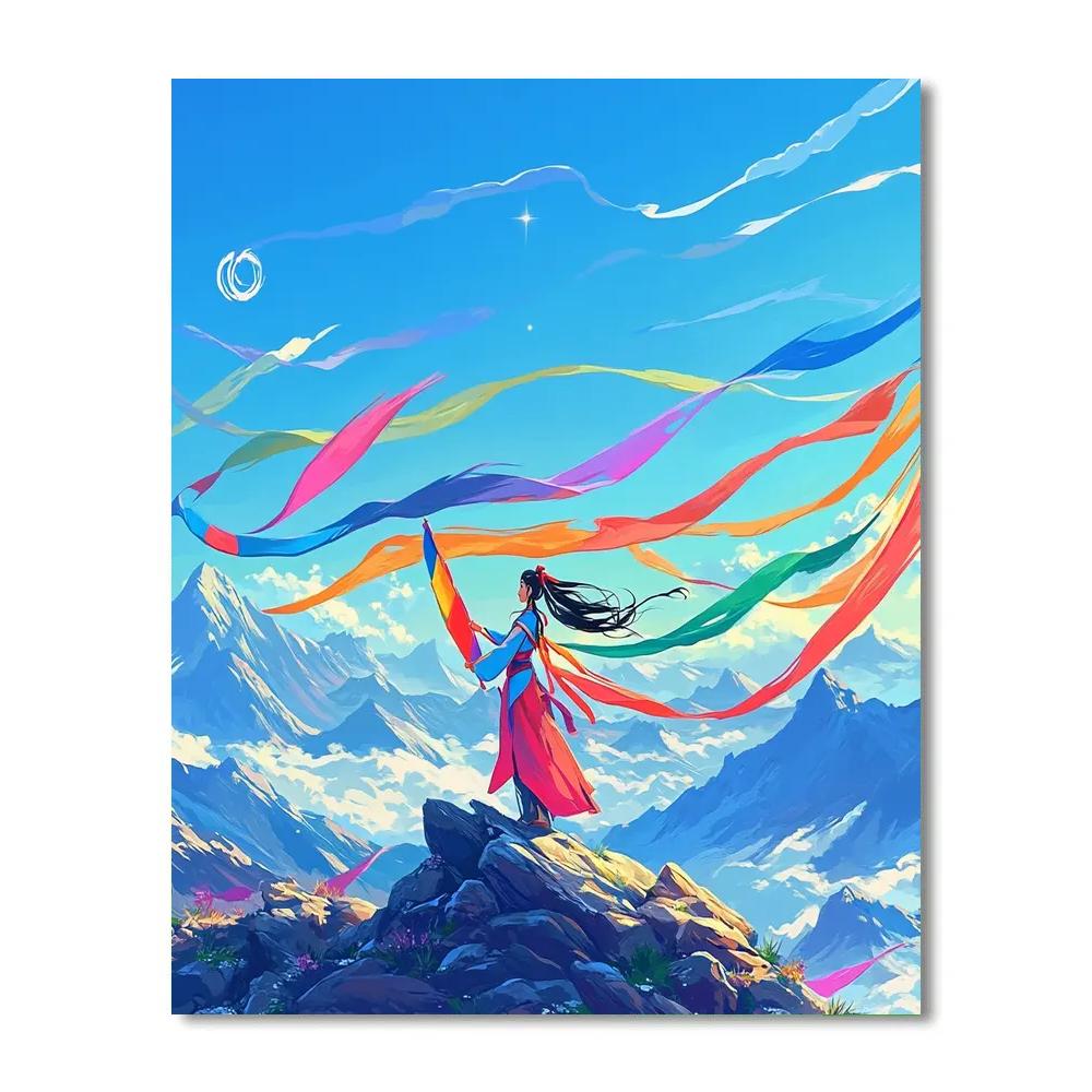 Mulan Mountain Wind Star Banners painting number kit