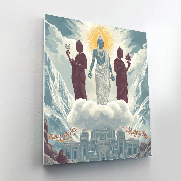 Brahma Crowned Over Mountain Monastery Painting by numbers kit