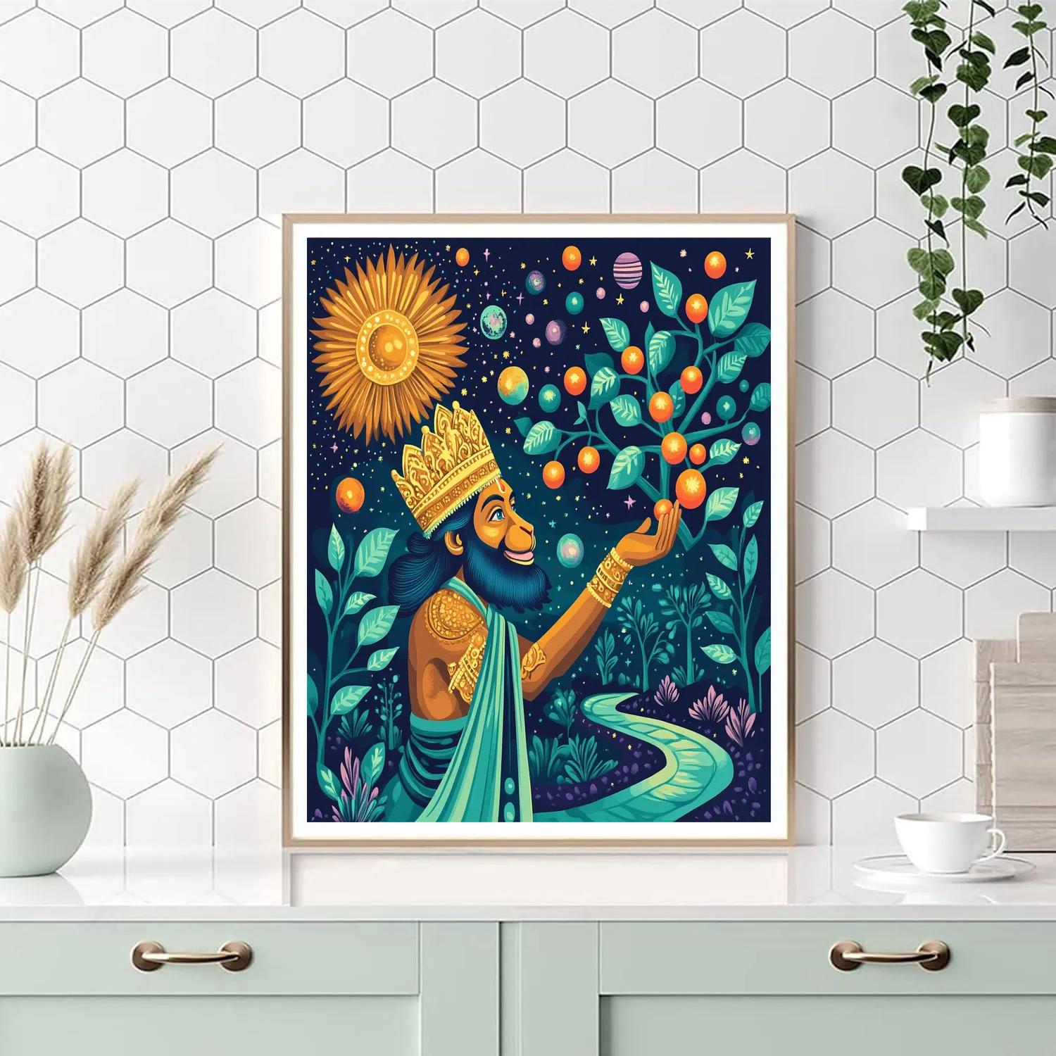 Celestial Orchard Hanuman paint by numbers