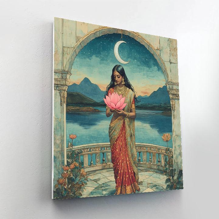 Lotus Pavilion With Parvati In Moonlight paint by numbers