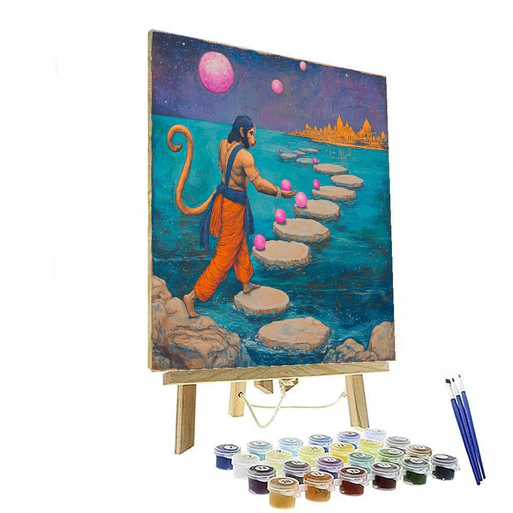 Bridge Of Comets With Hanuman Paint by numbers art