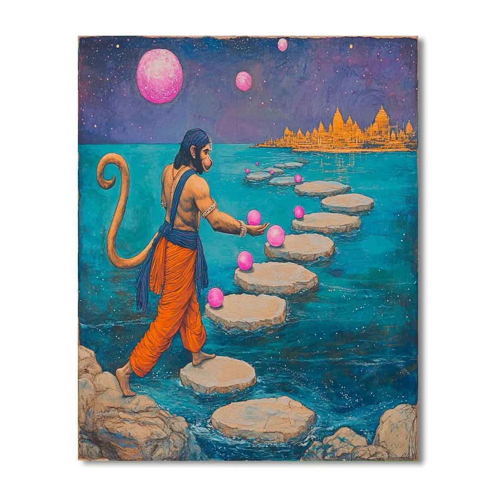 Bridge Of Comets With Hanuman Paint by numbers art
