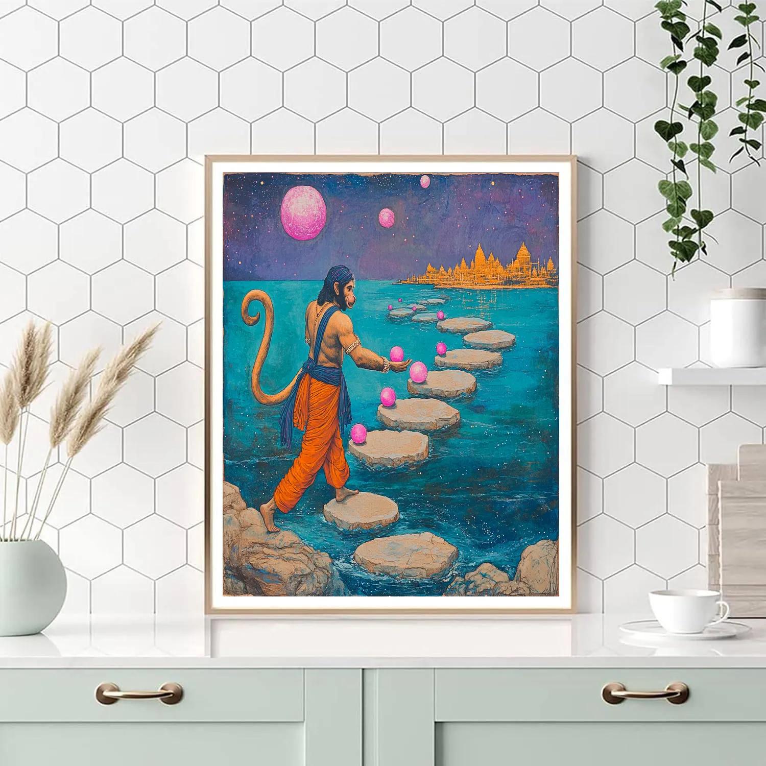 Bridge Of Comets With Hanuman Paint by numbers art