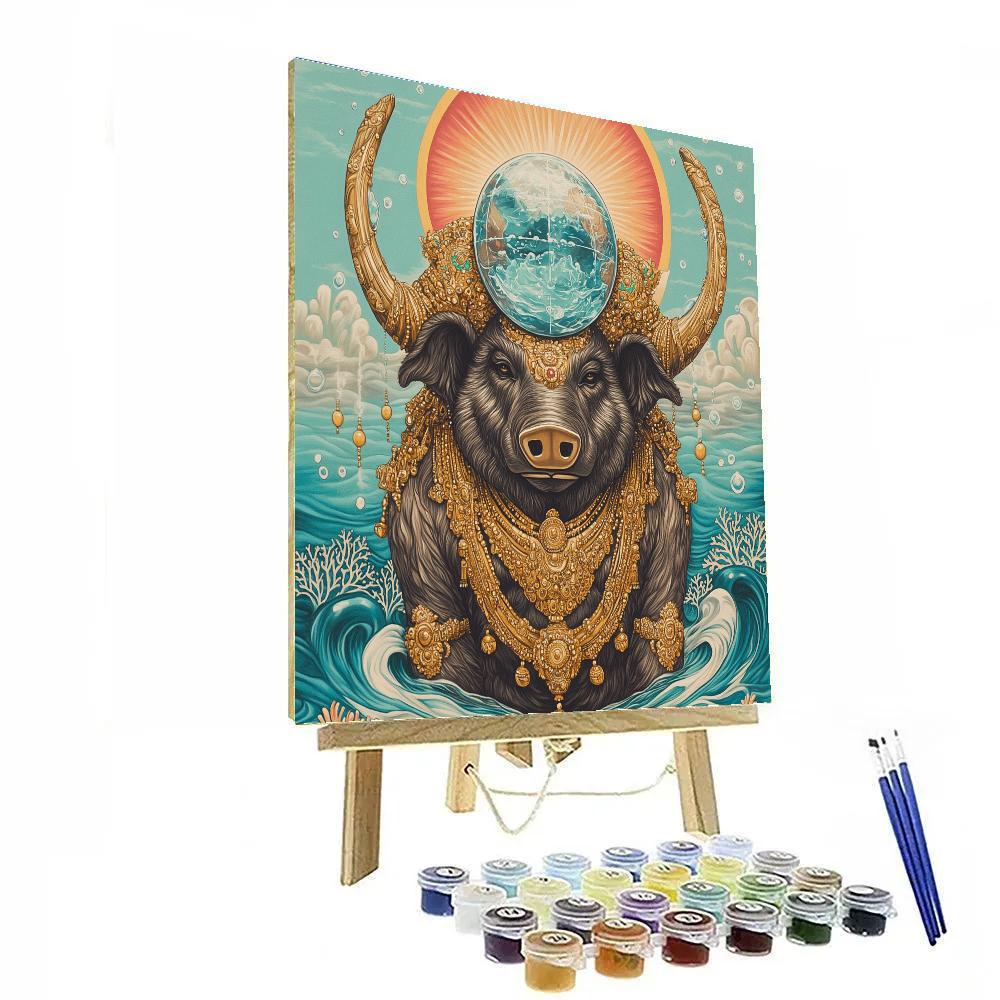 Varaha Lifting The Crystal Earth paint by color