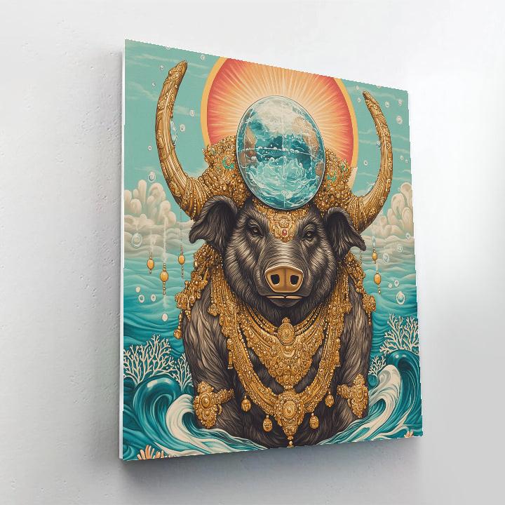 Varaha Lifting The Crystal Earth paint by color