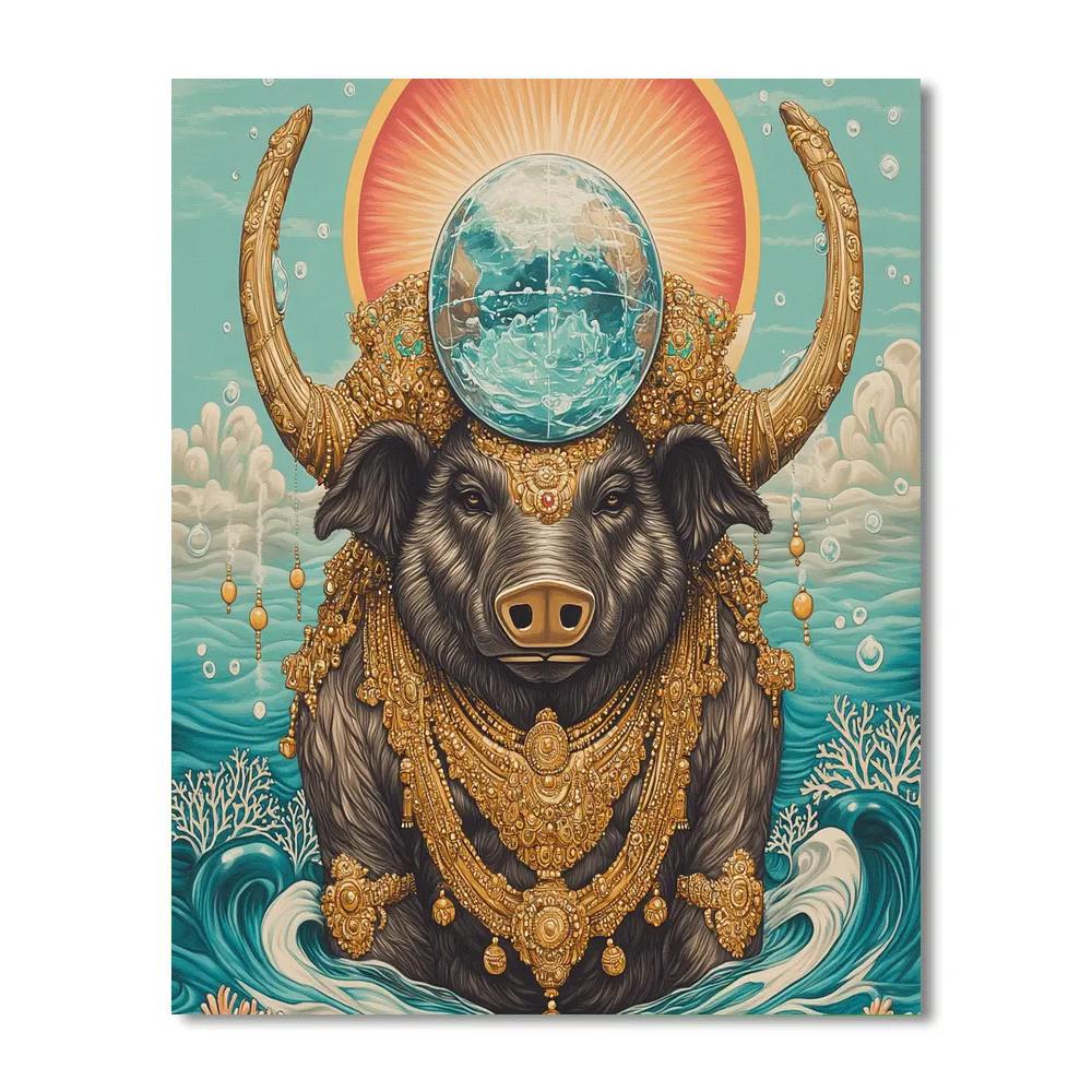 Varaha Lifting The Crystal Earth paint by color