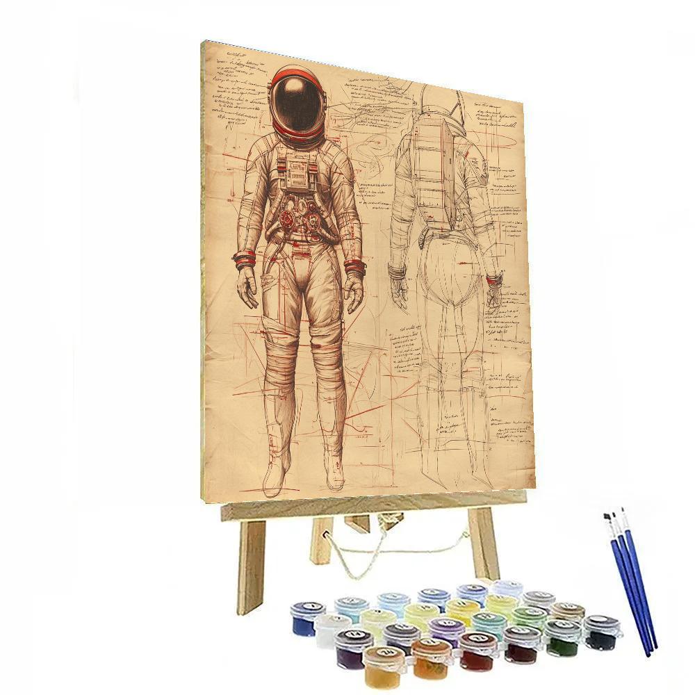 Leonardo Da Vinci Inspired Astronaut Anatomical Study Paint by numbers kits