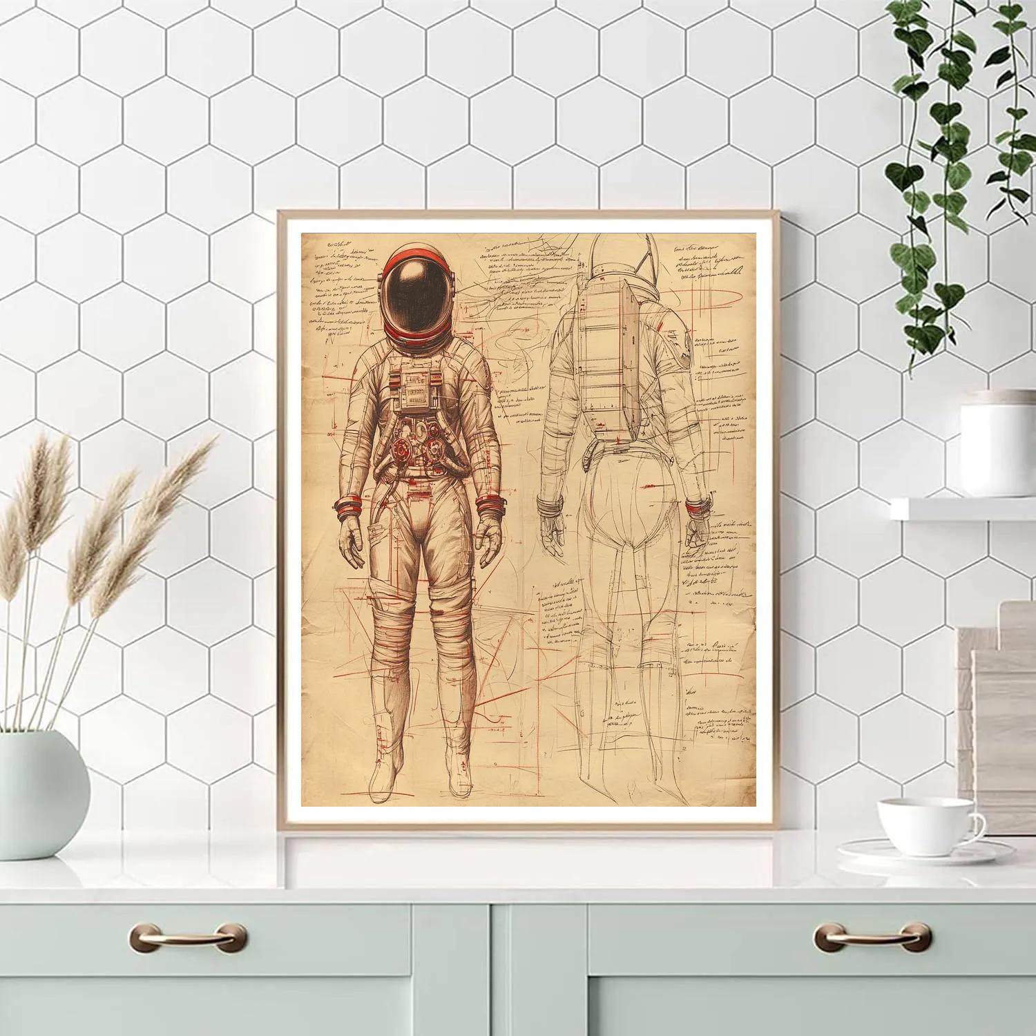 Leonardo Da Vinci Inspired Astronaut Anatomical Study Paint by numbers kits