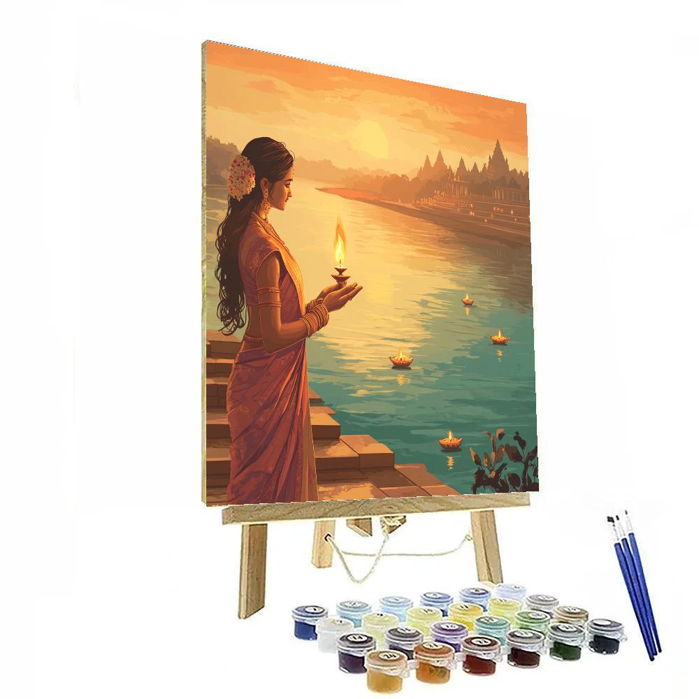 Riverbank Aarti Parvati In Soft Dawn Number painting