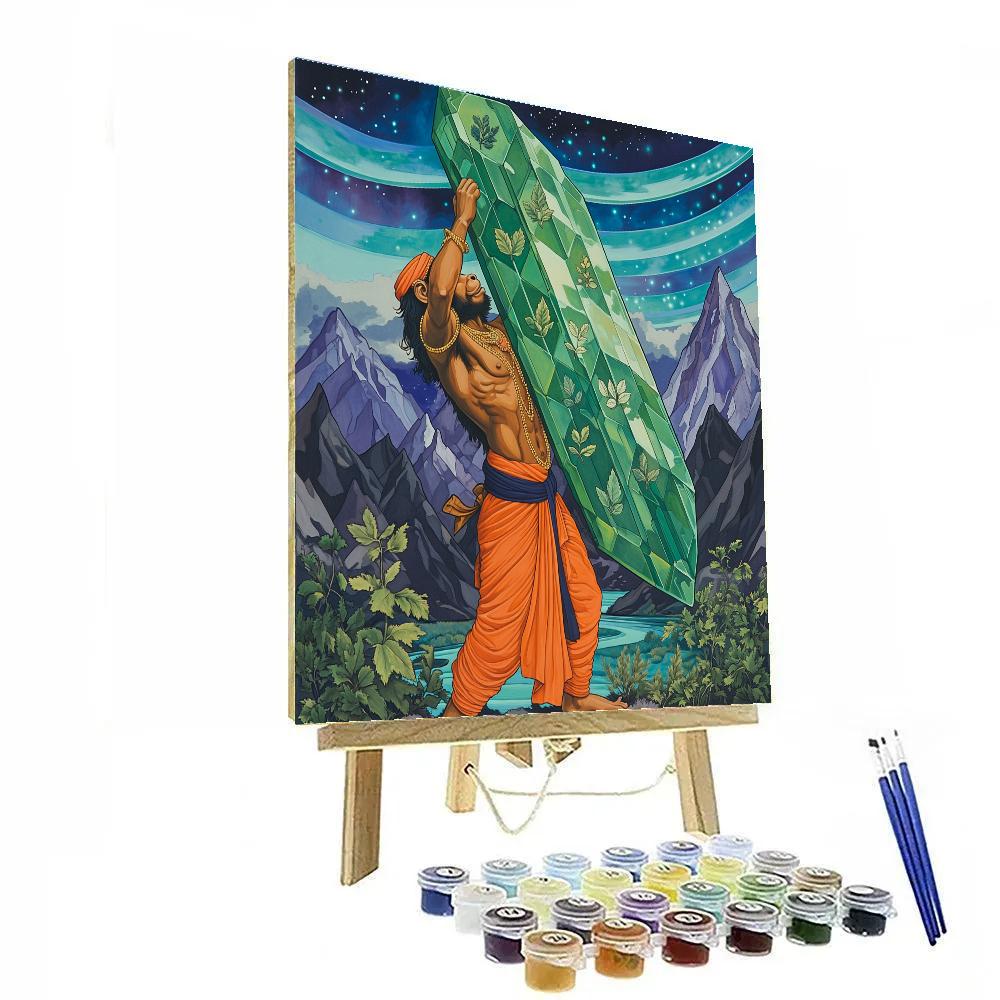 Mountain Lift Hanuman In Aurora Valley paint by numbers