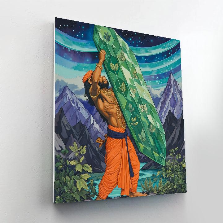 Mountain Lift Hanuman In Aurora Valley paint by numbers