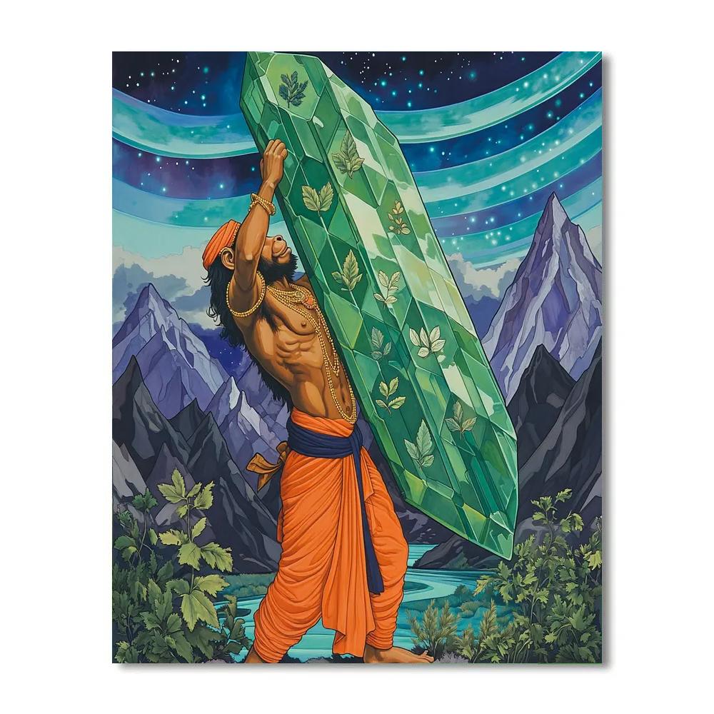 Mountain Lift Hanuman In Aurora Valley paint by numbers