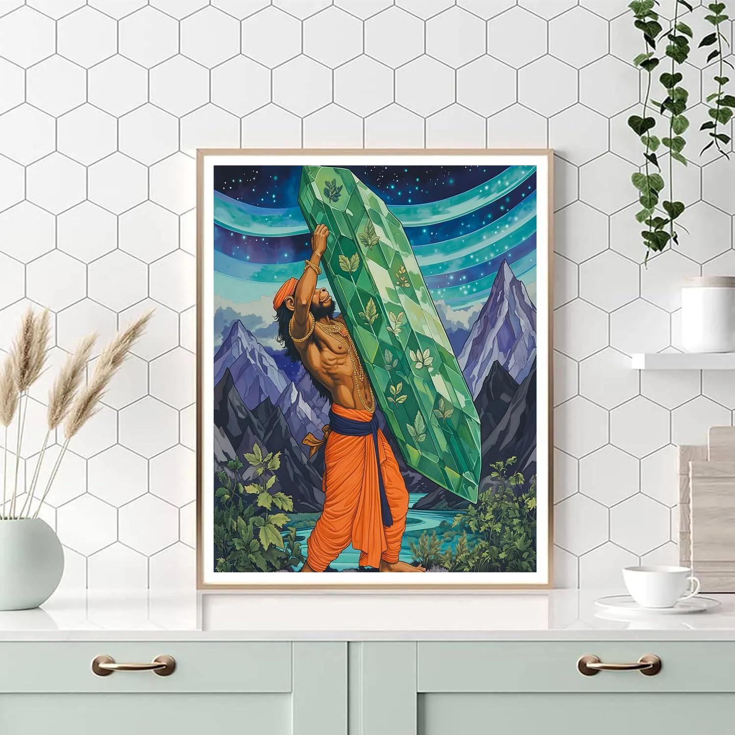 Mountain Lift Hanuman In Aurora Valley paint by numbers