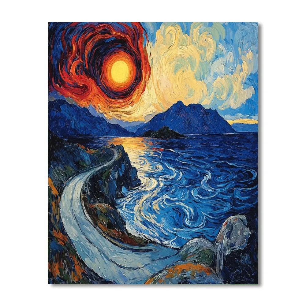 Edvard Munch Inspired Eclipse Over Trembling Fjord Numbered painting kits