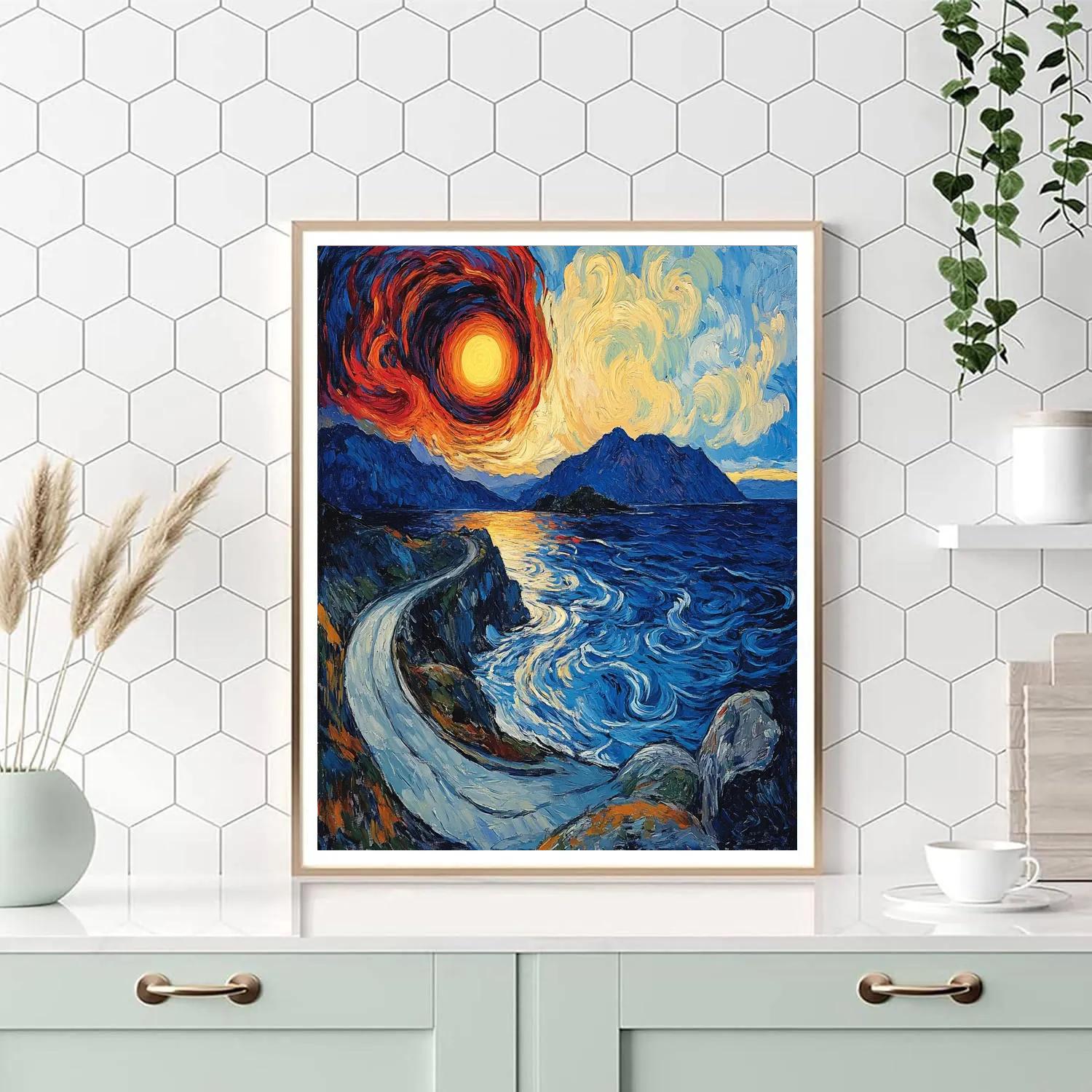 Edvard Munch Inspired Eclipse Over Trembling Fjord Numbered painting kits