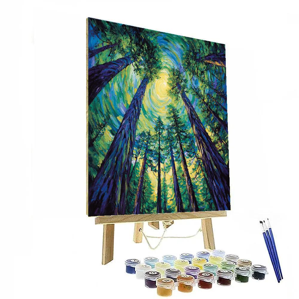 Emily Carr Inspired Cathedral Cedar Vortex paint by number