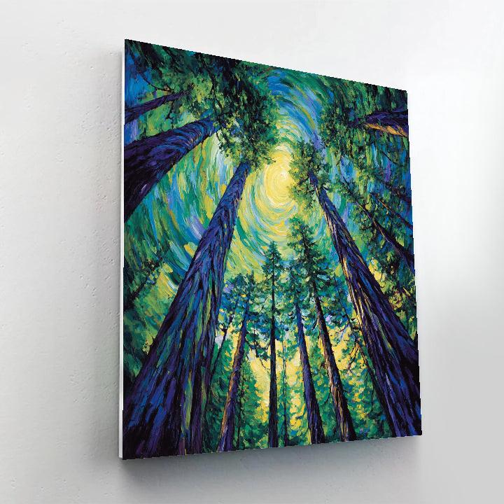 Emily Carr Inspired Cathedral Cedar Vortex paint by number