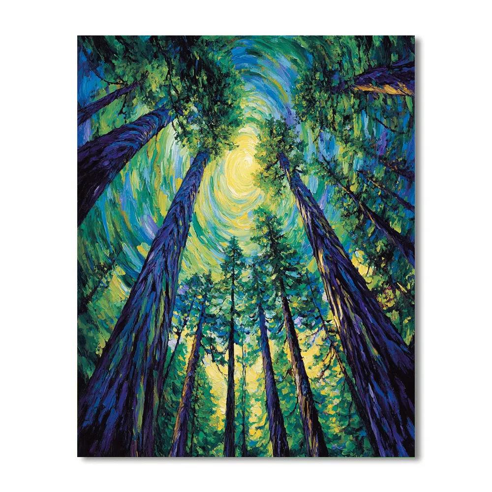 Emily Carr Inspired Cathedral Cedar Vortex paint by number