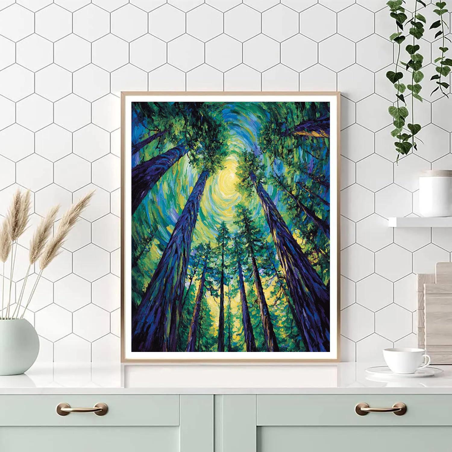 Emily Carr Inspired Cathedral Cedar Vortex paint by number