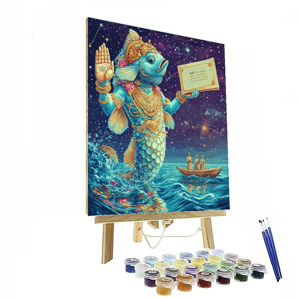 Matsya And The Star Seed Scroll painting number kit