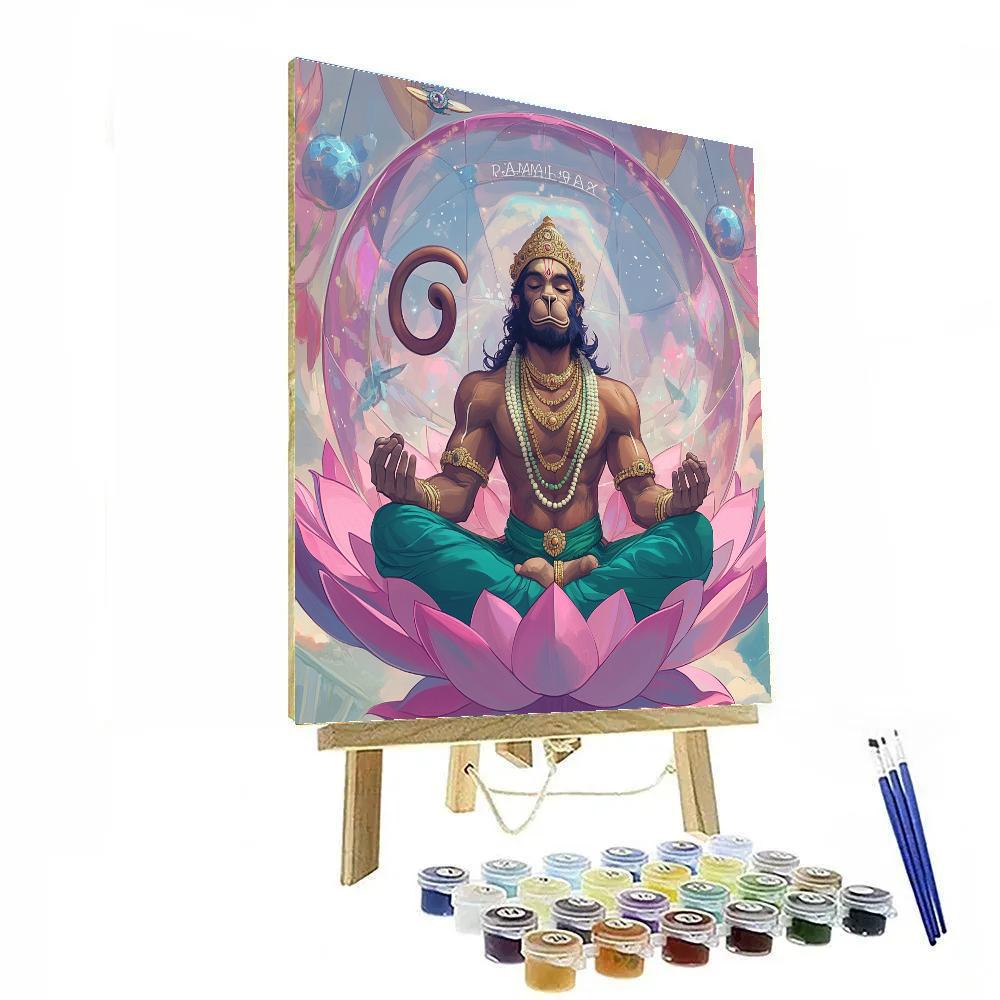 Hanuman Meditation In Zero Gravity Lotus Dome paint by numbers