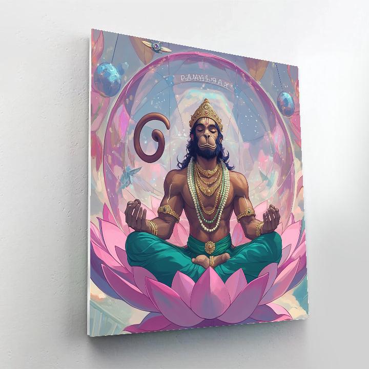 Hanuman Meditation In Zero Gravity Lotus Dome paint by numbers