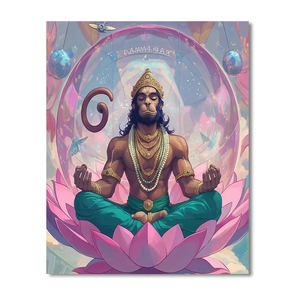 Hanuman Meditation In Zero Gravity Lotus Dome paint by numbers